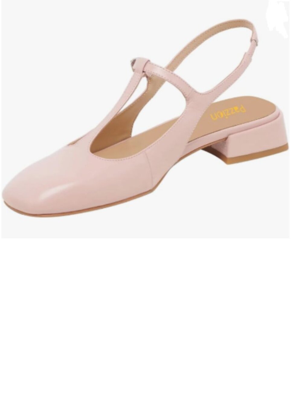 Pazzion Pink Low Chunky Heel Slingback Pumps T-Strap Buckle Square Toe Shoes